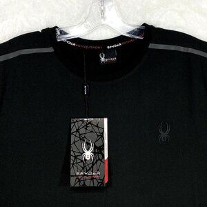 SPYDER Black T Shirt Mens Small Quick Dry Perforated Lightweight Short Sleeve